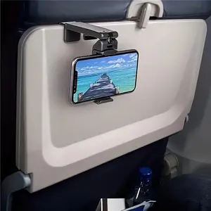 Foldable Adjustable Airplane Phone Holder Stand, high quality Portable Travel Desk, Rotatable, Selfie-Capable, Universal Compatibility, Made of ABS Material, for Flight, Train, and Car Seats, Smartphone