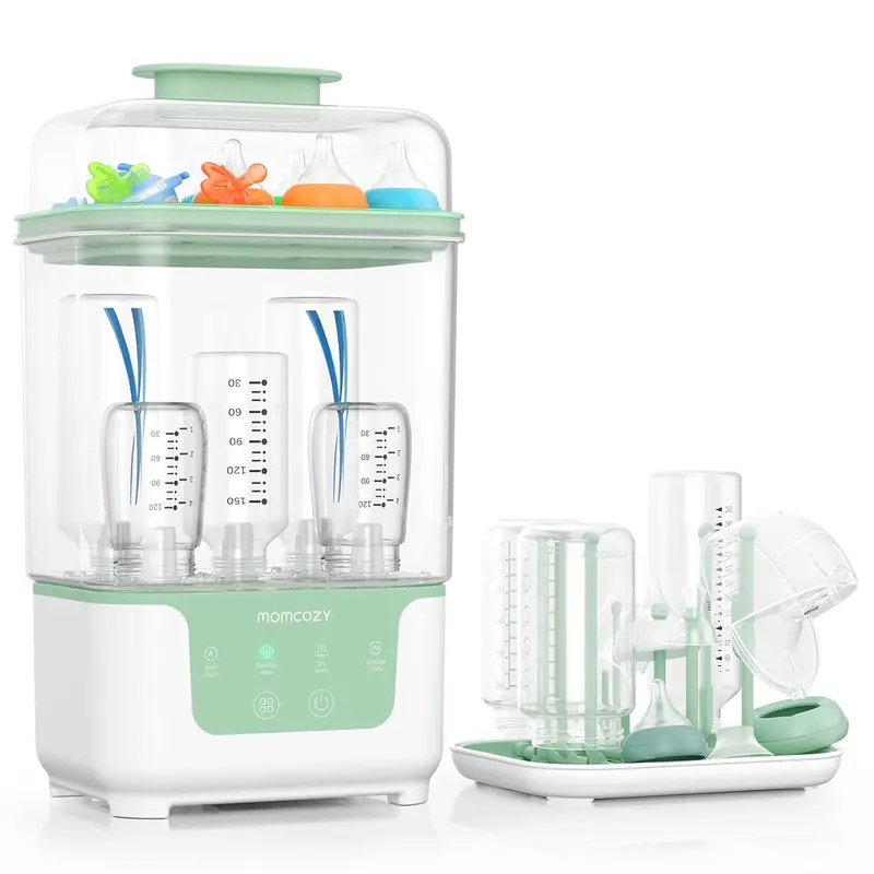 Momcozy Bottle Sterilizer and Dryer, Modular Nesting Space Saving Design, 6 Bottles Capacity, 4 in 1 Compact Sterilizer for Baby Bottles, Breast Pump Parts & Newborn Essentials, Drying Rack Included