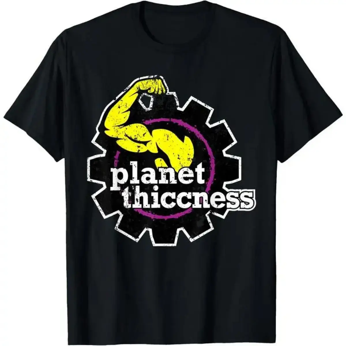 Planet Thiccness Gym Thickness Funny Joke Workout Lover T-Shirt for Men Women Casual Summer Fitness Tee Top