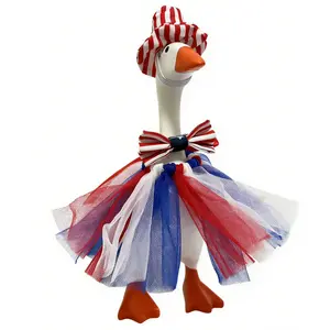 7 Inch Desk Goose Outfit - 4th of July Patriotic Tutu Dress Desk Goose Costumes, Festive Clothes for 7" Desktop Magnetic Goose Statue, Independence Day Summer Holiday Home Office Decor Accessories