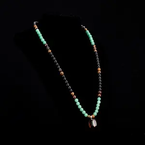 EWOPT Money Attraction Necklace with Green Aventurine & Tiger Eye Crystal Pendant, Abundance Manifestation Jewelry, Lucky Energy Stone Long Chain Sweater Necklace, Ideal Gift for Men and Women