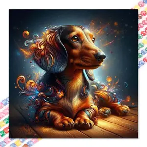 1pcs 5D DIY handmade diamond painting kit, 5D diamond art set, DIY decoration, colored dachshund diamond painting kit full round drill DIY, mosaic, diamond art, DIY art home decoration, suitable for Halloween and Christmas.