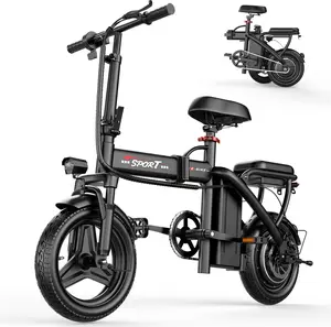 Electric Bike for Adults Teens, 800/1200W Peak Folding Ebike, 22/25MPH & 30/45 Miles Range, 14" Commuting Ebike with Dual Suspension & Dual Brake, 3-Speed Modes, Portable Electric Mini Bike