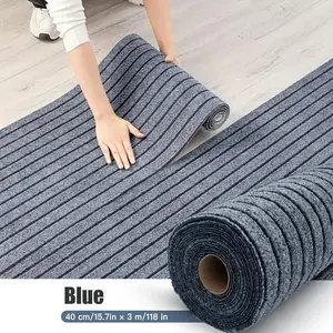 Self-Adhesive Grid Pattern Carpet Roll with Soft Padding Anti-Slip Rug Stickers, Ideal for Bedroom and Living Room DIY Assembly