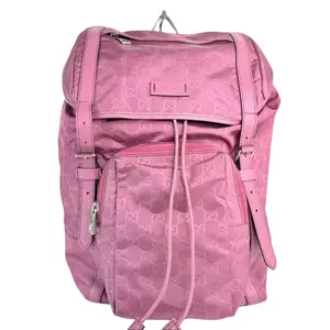 Pre-owned GUCCI Fabric Backpacks GG Logo Backpack Pink, Large Buckle, Large Size Luggage