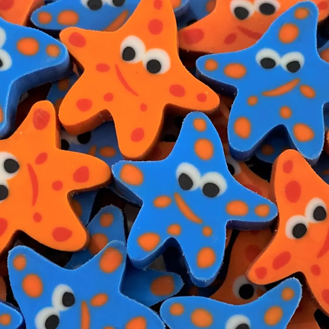 Starfish Beach Theme Rubber Erasing Tool, Approx. 3/4" Mini Erasers by Mini Erasers Co.