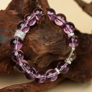 LUMAWU Purple Grape Artificial Crystal Bracelet for Men & Women, 12mm Beaded Fashion Jewelry for Stress Relief & Calming, Crystals Bracelets