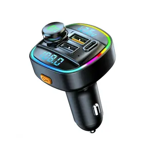 USB C Bluetooth Adapter for Car, Aux Wireless FM Radio Transmitter Fast Charger Type C with USB Port Charger Compatible for Hands-Free Call Car(C22S-B)