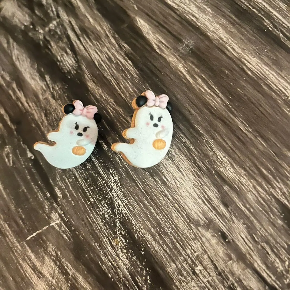 Minnie Ghost Cookie Halloween Earrings