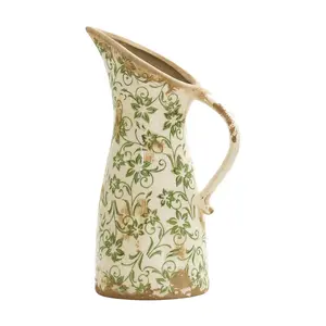 10" Tuscan Ceramic Green Scrollitcher Vase