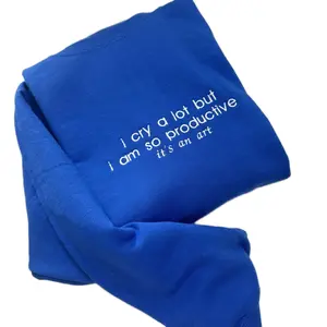 I cry a lot but I am so Productive Embroidered Sweatshirt