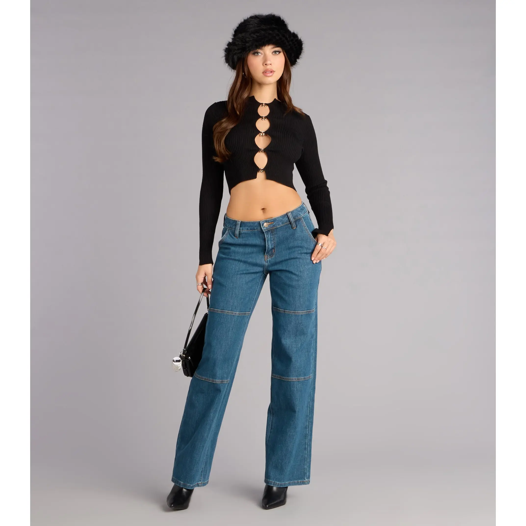 Sleek Look Mid-Rise Straight-Leg Jeans