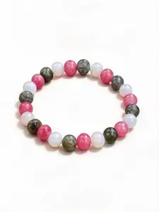 1 Piece Multi-color Synthetic Glass Beaded Bracelet, Simple Daily Wear Jewelry Suitable for Men and Women