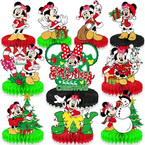 Disney's 10 Christmas Mickey and Minnie Honeycomb Ornaments Festive Holiday Decorations for Home and Party Pack of 10 with Mickey and Minnie Designs Honeycomb Style Ideal for Holidays