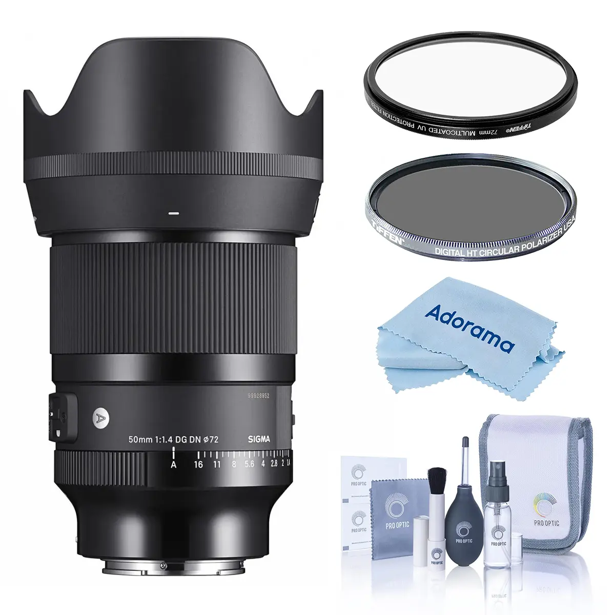 Sigma 50mm f/1.4 DG DN Art Camera Lens for Sony E Mount - Bundle with Tiffen 77 UV Filter, Tiffen 77 CPL Filter, Compact Star-Enhancing Accessory for Cameras & Mobile Devices, Art Series, Uv+Cpl Kit