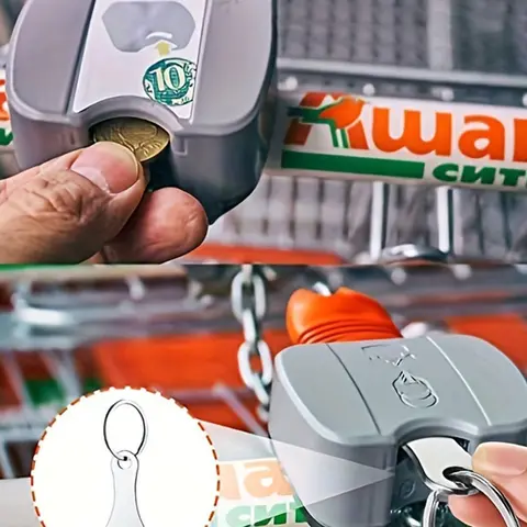 Cute Trendy Stainless Steel Removable Shopping Trolley Token Key Fob, Keychain Ring, Car Key Holder Keychain for Shopping Cart, Kawaii Accessories As Summer 2024 Birthday Gift, Car Accessories
