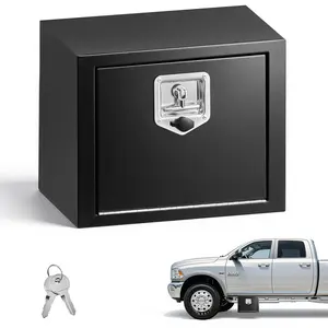 VEVOR Underbody Truck Tool Box, Summervibes,Summervibes, 18 x 12 x 14 Inch Heavy Duty Steel Trailer Storage Box with Lock & Keys, Waterproof Trailer Storage Organizer Under Body Chest with T-Handle for Truck, Van, SUV, Black