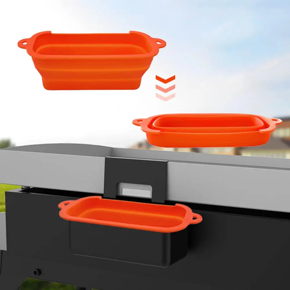 Silicone Oven Oil Box, 1/2counts Reusable Grease Catcher Cup Liner, Grill Grease Tray, Barbecue Utensils for Kitchen, Kitchen Gadgets