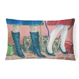 Carolines Treasures  12 x 3 x 16 in. Yorkshire Terrier Yorkie on the Go Canvas Fabric Decorative Pillow