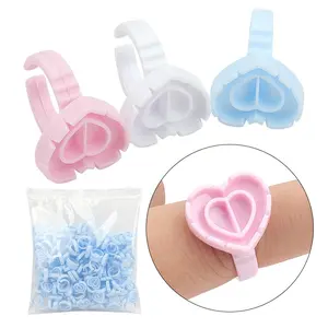 100pcs/Pack Eyelash Extension Glue Rings, Heart-Shaped Drop Glue Cups, PP Material, No Ca Prop 65 Warning, Model Xinghao
