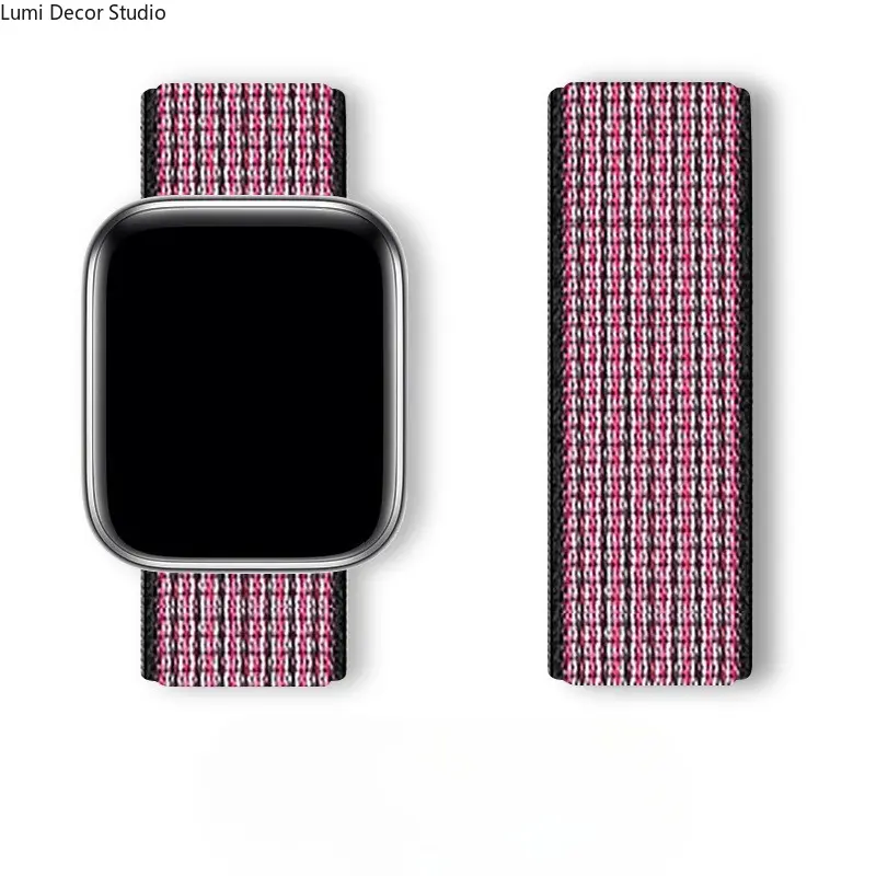 Unisex Adjustable Lightweight Nylon Velcro Loop Watch Band Accessories - Breathable, Soft, Durable Work Replacement Strap for Men, Compatible With S1-S11 Smart Watches, Multiple Trendy Colors Available