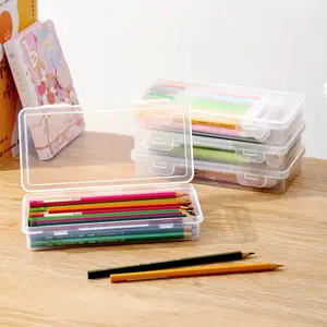 Large Capacity Transparent Flip-Top Pencil Storage Box, Multi-Functional Art Sketch Pen Holder, Desktop Organizer for Markers and Crayons