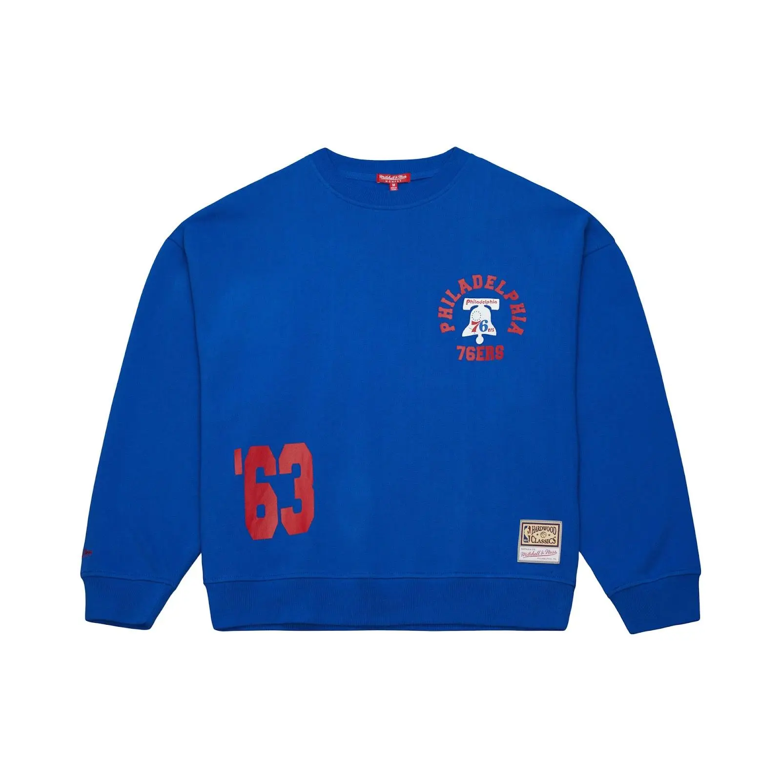 Women's Philadelphia 76ers Royal Crewneck Pulllover Sweatshirt NBA Throwback Vintage Fan Gear Mitchell & Ness