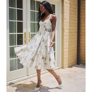 Garden Party Goals Floral Corset A-Line Midi Dress