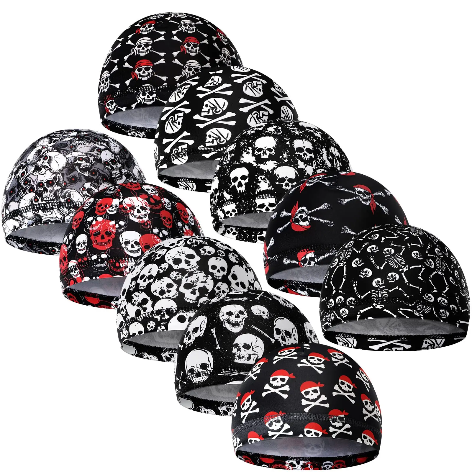 Men's 10-Pcs Cooling Skull Caps, Wicking Beanie & Do Rag Head Wrap - Sports Motorcycle Hard Hat/Helmet Liner, Sweat Away Accessory, Cooler, Use, Hard Hats, Daily, Kinds, Quantity, One Size