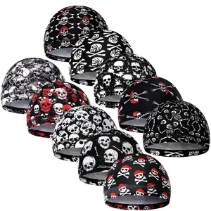 10 Pcs Men Skull Caps Cooling Welding Hard Helmet Liner Cycling Skull Caps Wicking Beanie Do Rag Head Wrap for Men