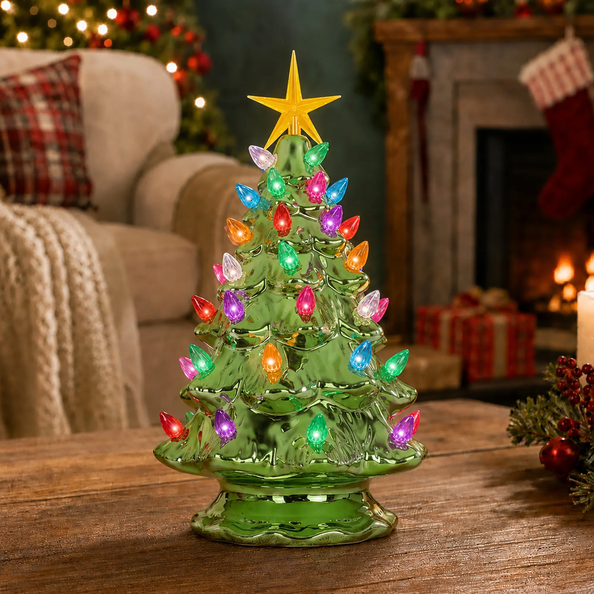 Pearl Olive Ceramic Christmas Tree - Medium