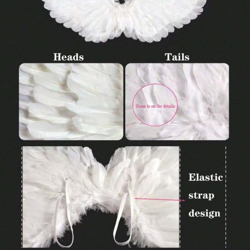 Angel Wings Costume Accessories Set, Paper Feather Wings for Party Wedding Performance Holiday Decor, Multifunctional Affordable Party Supplies, Party Event Props