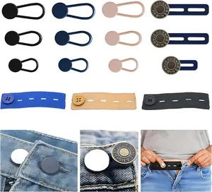 15 count Adjustable Jean Button Extenders for Women & Men - Elastic Waistband Extenders for Loose Jeans, Pants, and Maternity Wear Rubber  Extenders for Comfort and Fit