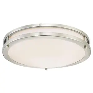212 MAIN 15.75 in. Brushed Nickel LED Dimmable Flush Mount Ceiling Light Fixture with Steel Shade
