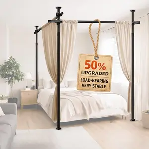 Room Divider No Drilling Rod Wall Divider for Room Separation, (H) 43-120*(W) 72-200 inch, Partition Separator Tension Stand, Black