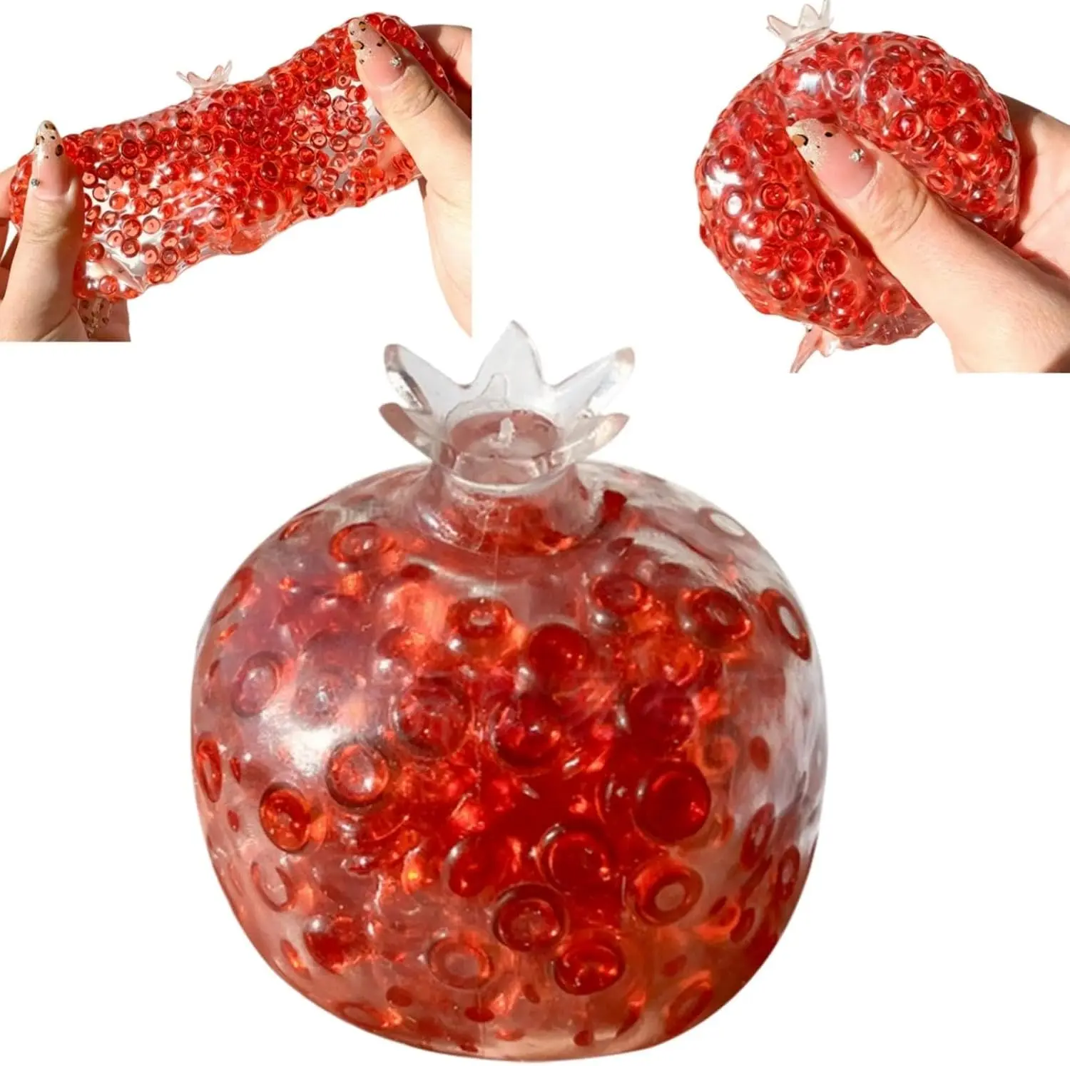Pomegranate Crunchy Squishy, Realistic Pomegranate Stress Ball Toy with Beads, Crunchy Sound Sensory Fruit Fidget Toy for Adults