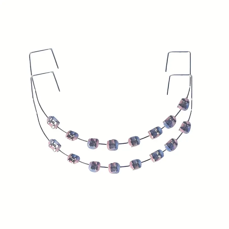 Multi-Colors Temporary Teeth Braces Kit - Orthodontic Accessories with Metal Bracket, Stainless Wire Brace, Black Oral Steel Accent Dental Material for Boxing & Martial Arts Oral Use, HJ1061858 Model, Teaching Aid