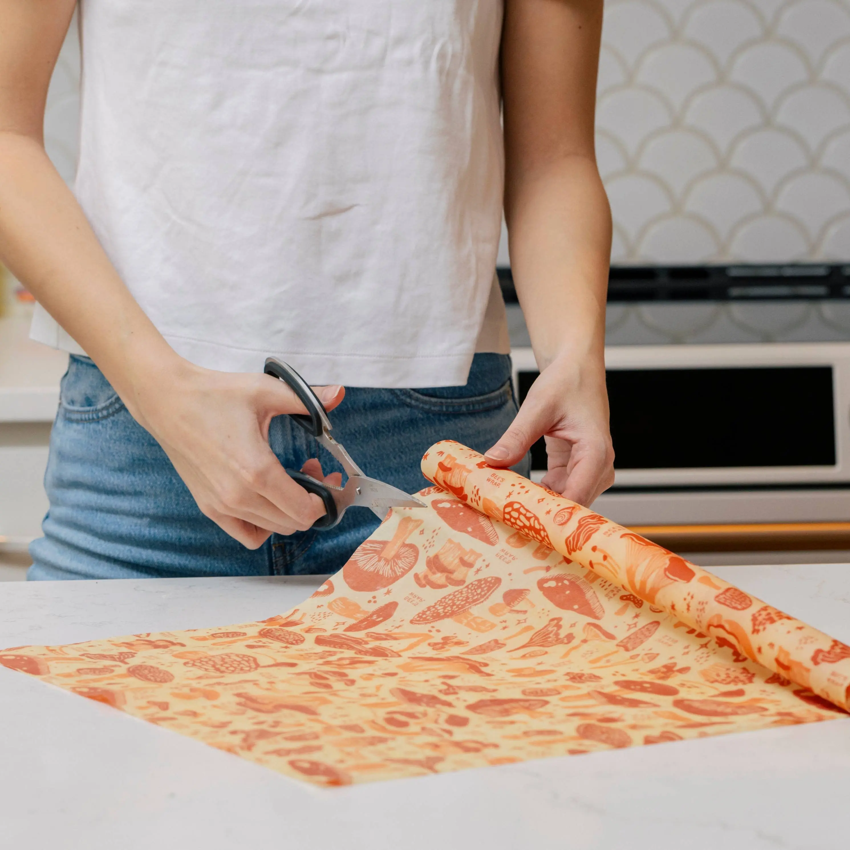 Marley's Monsters Handmade Flexible Beeswax Food Wrap Cut-to-Size Roll, Reusable Kitchenware for Food Storage, Plastic Wrap Alternative, Covers Dishes