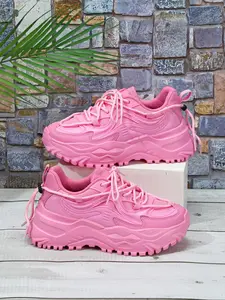 Women's Fashionable Lace Up Platform Sneakers, Casual Comfortable Breathable Sports Running Shoes, All-match Round Toe Chunky Sneakers for Daily Life, Athletic Running Shoes
