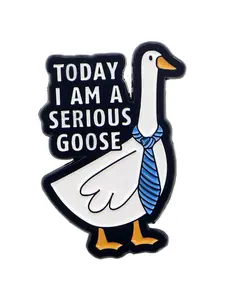 Today I Am a Serious Goose Cute Tie Clip Goose Brooch, Unique English Design Badge, Personalized Accessory for All Seasons, Fashion Accessory