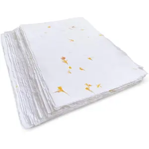 Deckled  Paper with Real Flower Petal - 4" x 6" - Thick 150 GSM - 50 Pack - Place Cards, Name Cards for Table Setting,  Tags, Invitations, Save the Date, Greeting Cards