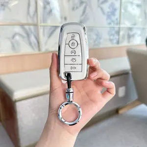 ACEBOY for Ford Key Fob Cover with Keychain,Car Key Case Shell Protector Holder 5 Buttons for Ford Explorer Fusion Escape Edge Expedition Mustang F150 F250 F350 F450 F550 Bronco