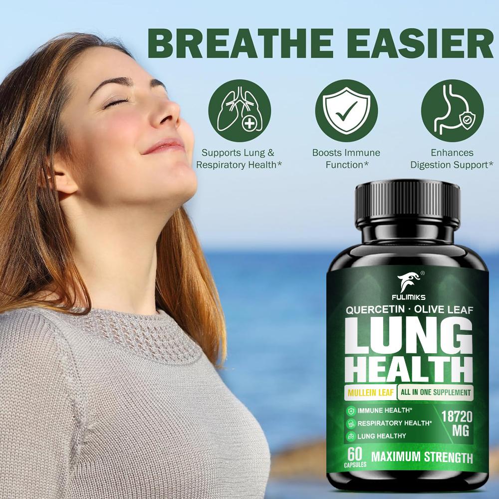 Lung Health - Lung Support Supplement with Mullein Leaf, Butterbur, Quercetin & Bromelain | Lung Cleanse & Detox Formula for Bronchial & Respiratory System Non-GMO