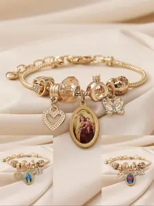 Vintage Charm Bracelet, Fashionable Jewelry for Women & Girls, Trendy All-match & Exquisite Jewelry for Birthday Gift, Rhinestone Bracelet