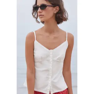 John Galt Women's White Button Up Tank Top