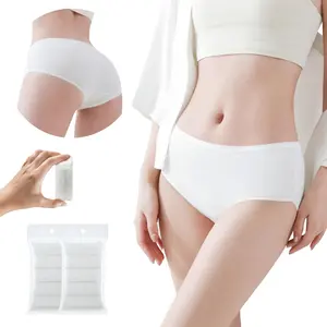 Women'S Disposable Underwear For Travel Ladies Mid Waist Briefs Handy Panties Hotel Spa Hospital Stays Emergencies White