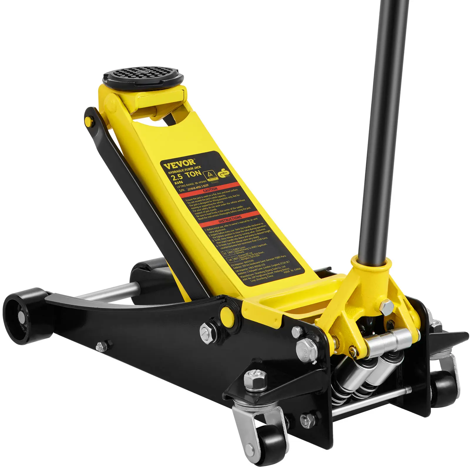 VEVOR 2.5-Ton Hydraulic Floor Jack, Heavy-Duty Steel Racing Jack with Dual Pistons Quick Pump, 7-Stroke Full Lift, Long Foam-Bumper Handle, 3.64"-19.49" Range, Magnetic Tool Tray for Car Repair Tools, SUV Use