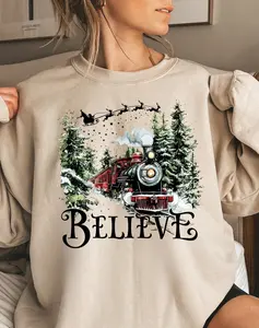 Polar Express Sweatshirt, Christmas Gift, Christmas Believe Sweater, Merry Christmas, Gift Ideas, All Aboard Polar Express, Hoodie Xmas