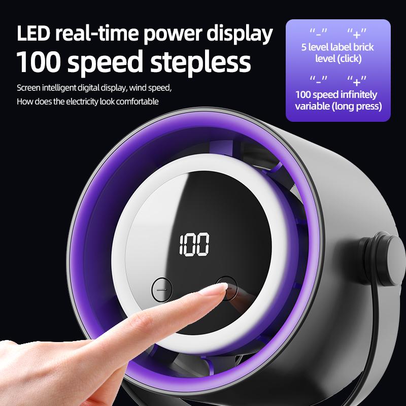 Desktop Fan Turbo Table Fan Travel Vacation Essentials for Office 100-Speed Digital Display Low Noise Rechargeable Battery Dual Adjustment Modes Quiet Cooling Quiet Desk Fan Portable