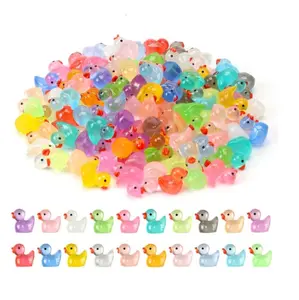 Mini Ducks 100 Pack Resin Tiny Ducks Luminous Animal Glow in The Dark Tiny Toys for Garden Aquarium Decor DIY Projects Party Decorations (20 Colors)